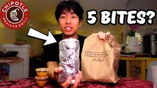 I Attempted to Eat a GIANT Chipotle Burrito in 5 Bites | OVER or UNDER 5.5 BITES
