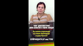 Хоразмда "УЗИ" диагностика текширувида шок холатига тушуб қолди БУЙРАКДАГИ ТОШ (07 мм)