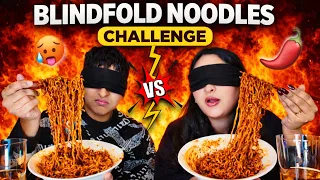 Blindfold Noodles Challenge 🥵🌶️
