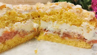 Beste Rhabarbertorte aller Zeiten! Luftige Böden mit viel Rhabarber und Sahne Einfaches Rezept