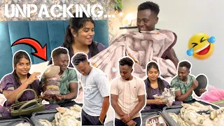 Ithellama vaangi varuva?😂😂 | Unpacking 2 Suitcase from India | Husband oda reaction