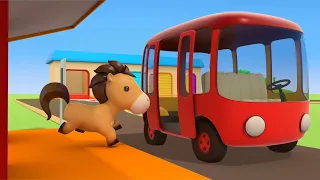 🚛⚙️🚜 Cartoni animati bambini | I Grandi Veicoli da Lavoro | AUTOBUS COLORATI E ANIMALI 🎨🐴🐶