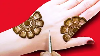 back hand flower bridal shaded easy Arabic Henna mehndi design||latest easy simple mehndi for hands