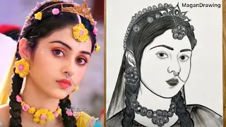 How to Draw Mallika Singh Drawing || RadhaKrishna Serial Mallika Singh