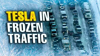 How Long Can a Tesla Keep You Warm In A Frozen Traffic Jam? | FUD Debunking