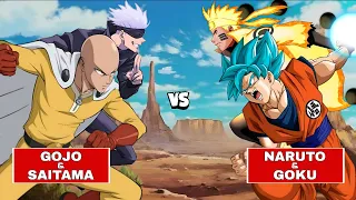 Goku & Naruto vs Saitama & Gojo 🤯🔥 #animebattle