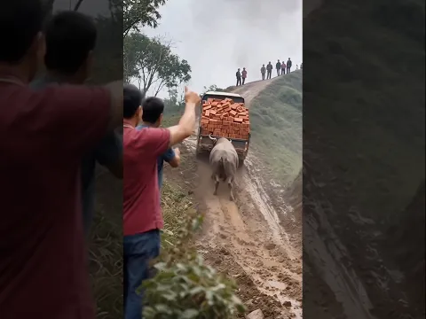 verry strong bull 🚚🐂#dreamscreenai #bull #animals #funny #cartoon #animatedcartoon