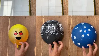 Compilation of dropping colorful water balloons from a height