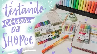 Testando materiais de papelaria da shopee