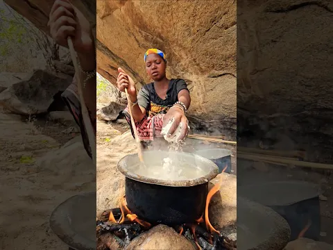 "This Hadzabe Lady Cooks Perfect Ugali in the Bush 🍚🔥🌿"