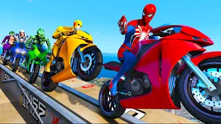 Desafio legais em Carros, Motos, Caminhões com Homem Aranha, Duende Verde e Super Heróis GTA V