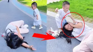 妈妈假装晕倒看童童的反应，却被孩子一眼识破，孩子长大了不好糊弄了！ 【小童童成长记】