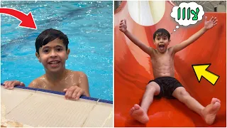 مفاجأة المدينة المائية 😍 بلونه تعلم سباحة 🏊🤩