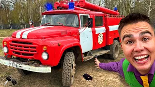 Mr. Joe on Fire Truck found Car Keys! Educational video for Kids with a Fireman on a Fire Truck