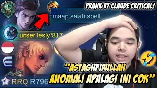 KOCAK SUMPAH! PRANK RRQ R7 PAKE AKUN EPIC MAIN CLAUDE CRITICAL SPELL INSPIRE! LANGSUNG PANIK🤣| MLBB