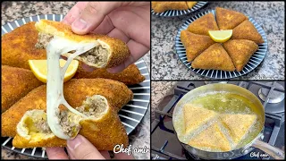 لعشاق المملحات هادي الوصفة ليكم😍 فطائر محشية👌🏻 قرمشة ولذة لا تقاوم بدون فرن وبكمية كبيرة