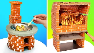 Kerajinan Mini untuk Makanan Mini || DIY Kompor dan Oven dari Batu Bata Mini