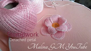 Stumpwork | Detached Embroidery Petal  | Amazing Pink Flower | Detached stitch | 2 part