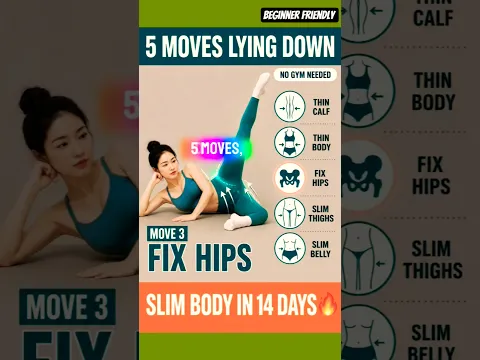 5 Moves To Slim Your Body By Lying down and Fix Hips#shorts