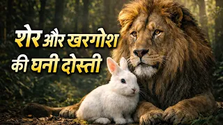 The close friendship between the lion and the rabbit 🐰#cortoon#trending 