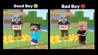 Good Boy 😇 VS Bad Boy 😈. Baby Steve VS Bad Villager. Part 8. #minecraftanimation @ST-Mine