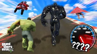 10명의 히어로 중 가장 빠른 히어로는?! 압도적인 속도의 히어로가 있다!! [GTA5 영웅 스피드 실험]