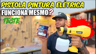 PISTOLA DE PINTURA ELETRICA FUNCIONA MESMO? TESTEI COM TINTA BASE  SOLVENTE E  D'ÁGUA!  A VERDADE