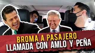 Broma a Pasajero: Escucha llamada de AMLO y EPN y casi llora - Bromas a Desconocidos.