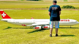 GIGANTIC !!! HUGE !!! 63KG RC A-340-300 AIRLINER  XXXL SCALE 1:13 MODEL TURBINE JET / FLIGHT DEMO !!