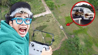 DRONE BERHASIL MENANGKAP MOBIL VAN HANTU BALIK KAMPUNG UPIN IPIN NYATA!!! GA ADA SUPIRNYA...
