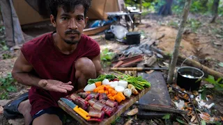 Solo camping sleep OverNight បោះតង់នៅអូជះចម្អិនម្ហូបញាំម្នាក់ឯង