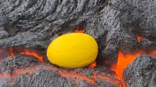 How hot is the lava? Lava and Melon Experiment at Iceland Volcano. 20.05.21