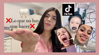 Odontologa reacciona a videos de tiktok| LO QUE NO DEBES HACER NUNCA❌🦷