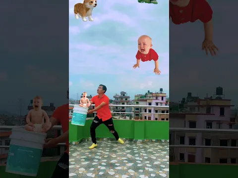 Crying Flying babies catching vs cat & puppy - Funny magic vfx video 😀😀😀