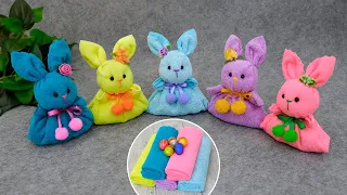 The Perfect Last-Minute Gift🐰Towel Bunny with a Surprise❄️No Pattern Needed