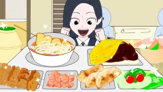 학교 급식 먹방 (짜장볶음밥, 어묵우동)