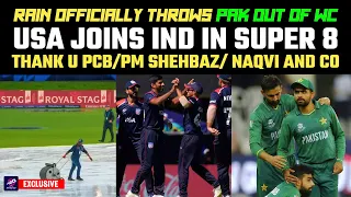Rain officially throws Pak out of WC, US joins Ind in Super 8, Thank u PCB/PM Shehbaz/ Naqvi and co