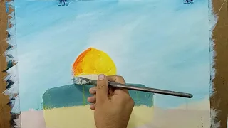 رسم قبة الصخرة - رسم معالم اثرية وتراثية من فلسطين