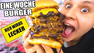 Eine WOCHE LANG BURGER ESSEN😍🍔 - SELBSTEXPERIMENT⭐(KÄSIG&SAFTIG🤤🧀)