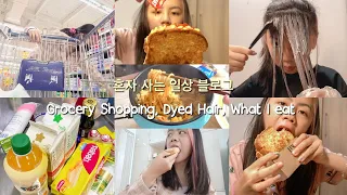 Living Alone Vlog| Grocery Shopping, Dyed Back My hair, What I Eat