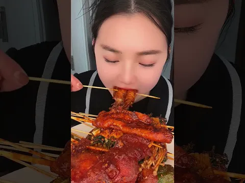 Meat Enoki Mushroom Spicist Spicy Yummy Yummy, ASMR MUKBANG 😋