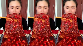 asmr mukbang chinese eat mushrooms needle and chili taste spicy delicious yummy