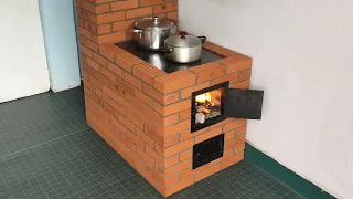 How to make a beautiful and effective wood stove from red bricks