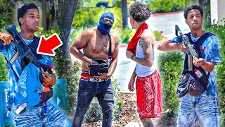 Wearing Red Bandanas In Crip Territory Prank GONE WRONG!