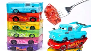 Disney Cars Lightning McQueen 6-Layer Jelly Tower Cutting! (Satisfying Visual ASMR)