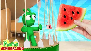 Pea Pea Escapes Crocodile Jail with Watermelon Trick | Pea Pea Wonderland - Funny Cartoon for Kids