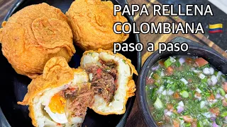 PAPA RELLENA COLOMBIANA (PASO A PASO) + aji criollo para fritos 🇨🇴
