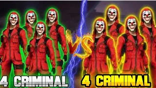 4 RED CRIMINAL VS 4 RED CRIMINAL || FUNNY CUSTOM GAME PLAY | FREE FIRE