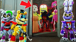 Security Breach Adventure Animatronics VS CURSED Horror 3am Army! (GTA 5 FNAF Mods)