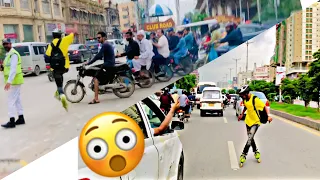 Inline DanGer Skating Public React😳👀 pakistan Road stunts | Sameerskater